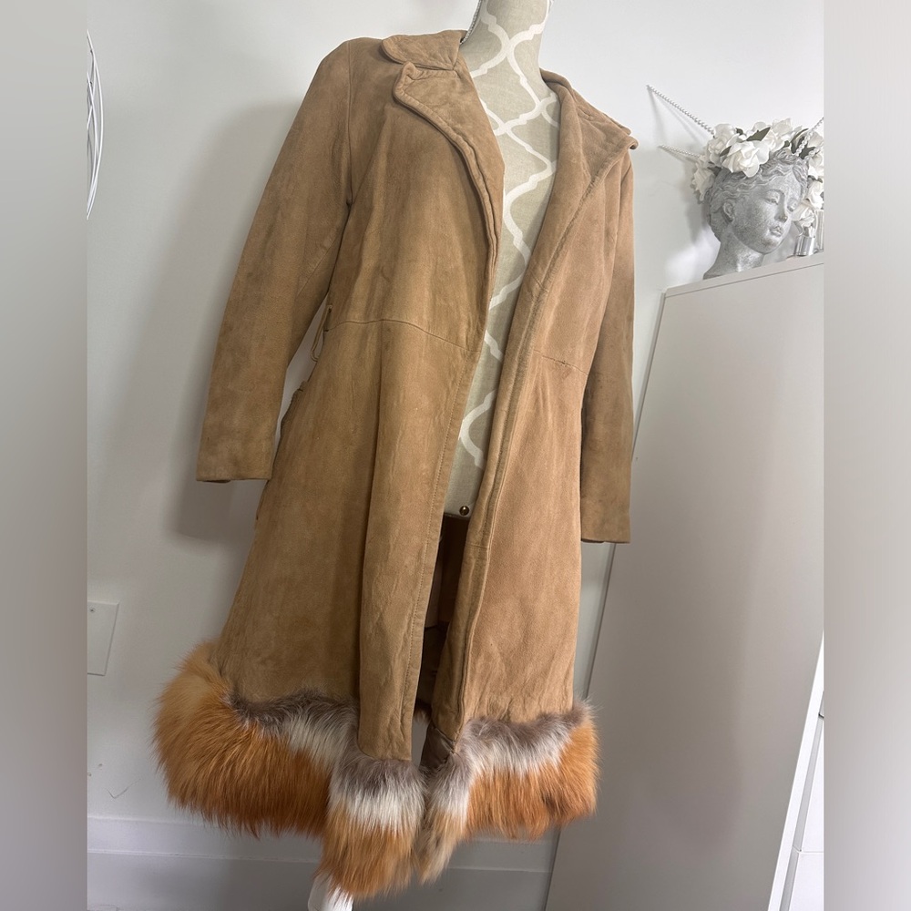Rare vintage suede fur trim 1960s 1970s jacket